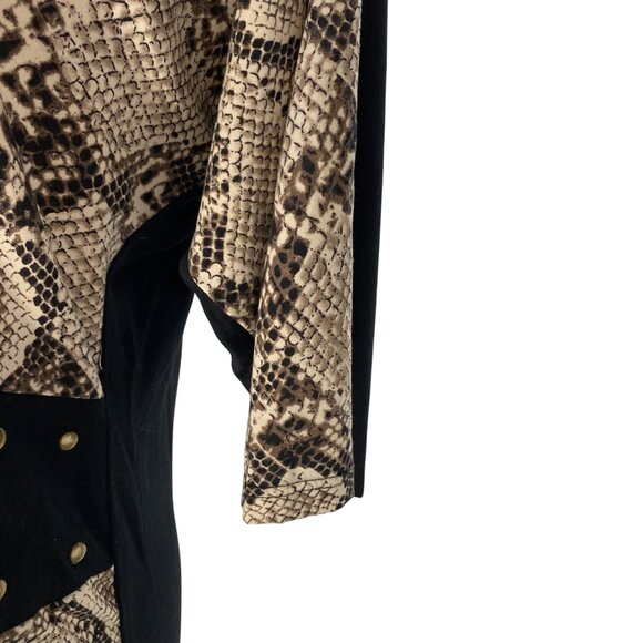 Coco Bianco Womens L Snake Print & Black Tunic Top With Stud Accents Career Chic - Picture 3 of 11